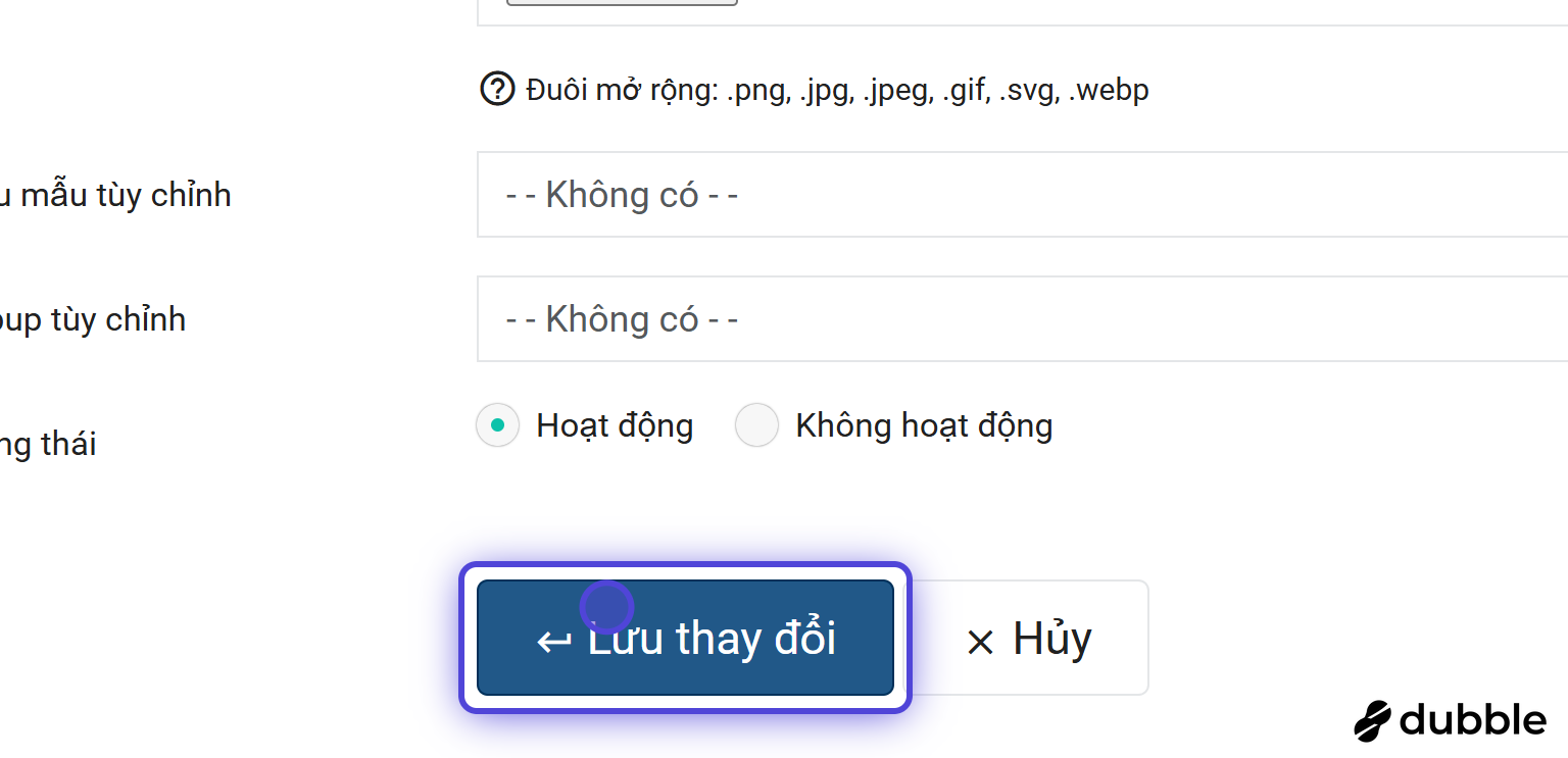 Nút lưu thay đổi bản ghi Ban Lãnh Đạo