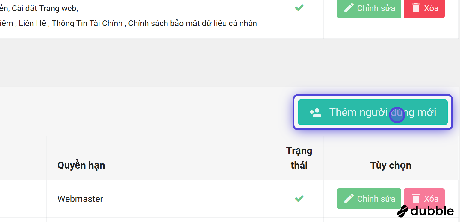 Chọn Thêm người dùng mới